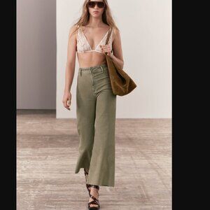 Zara Olive Green Straight Leg Jeans